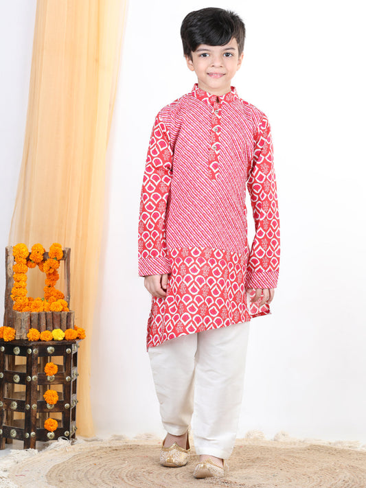 Red Leheriya Kurta Set