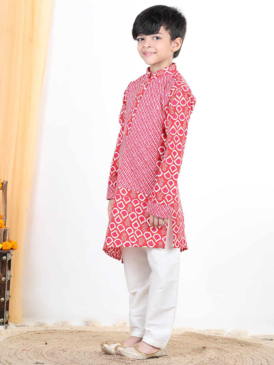 Red Leheriya Kurta Set