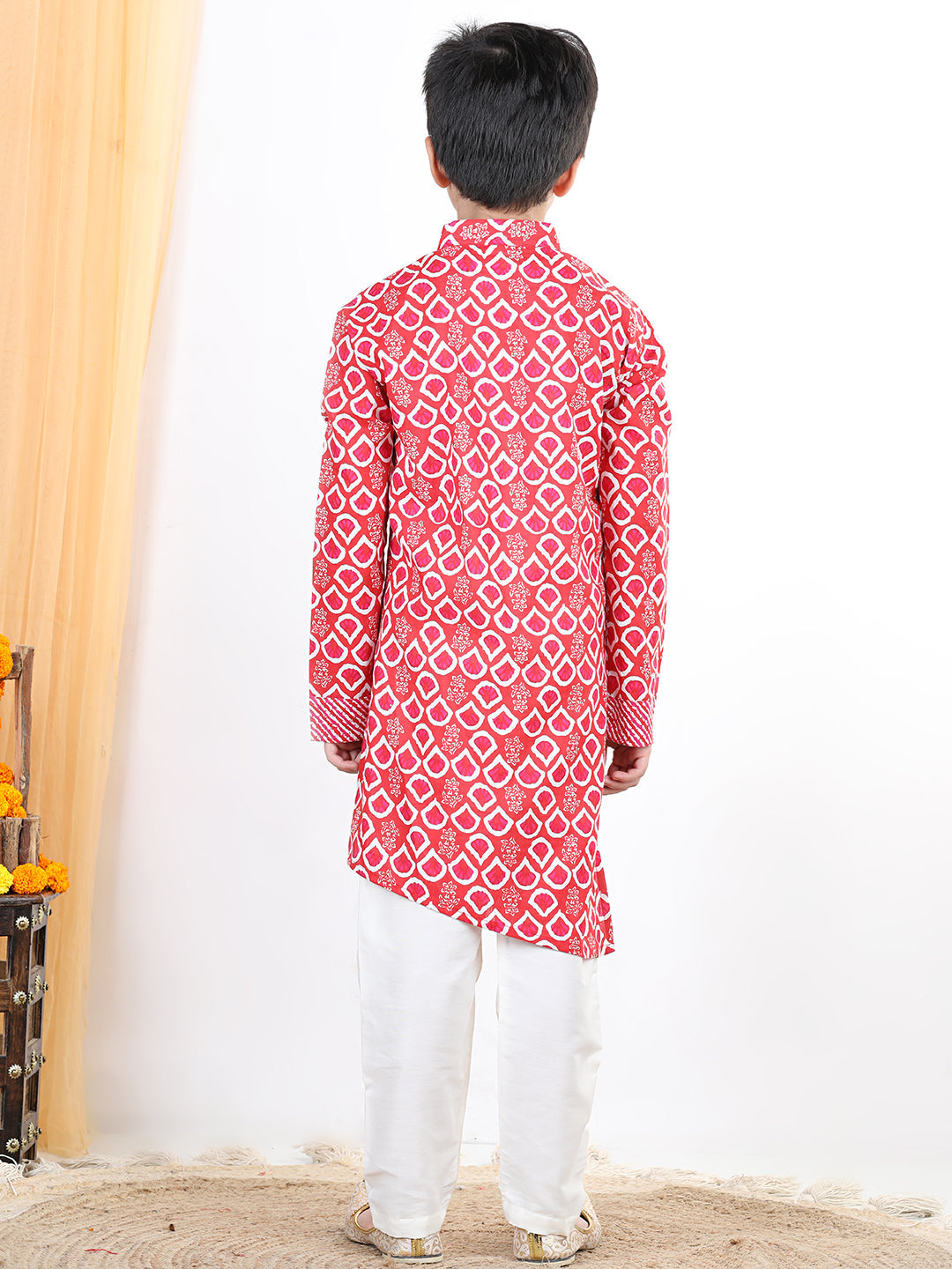 Red Leheriya Kurta Set