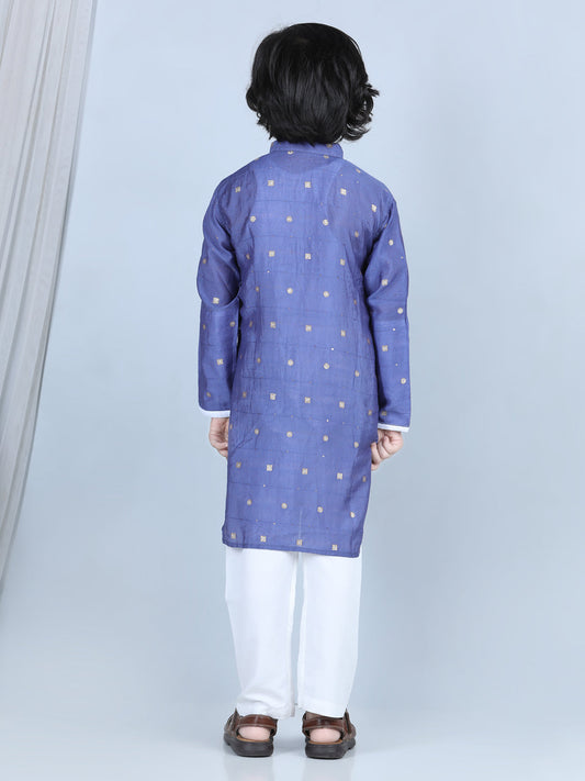 Blue Foil Printed Show Pocket Detail Kurta Set
