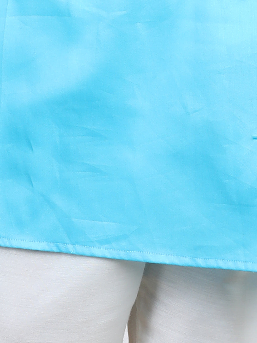 Light Blue Floral Foil Lace Work Kurta Set