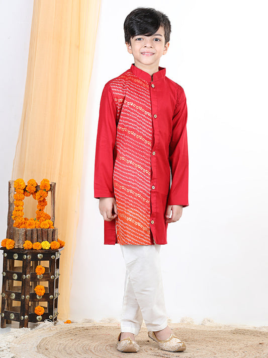 Red Kota Work Detail Kurta Set