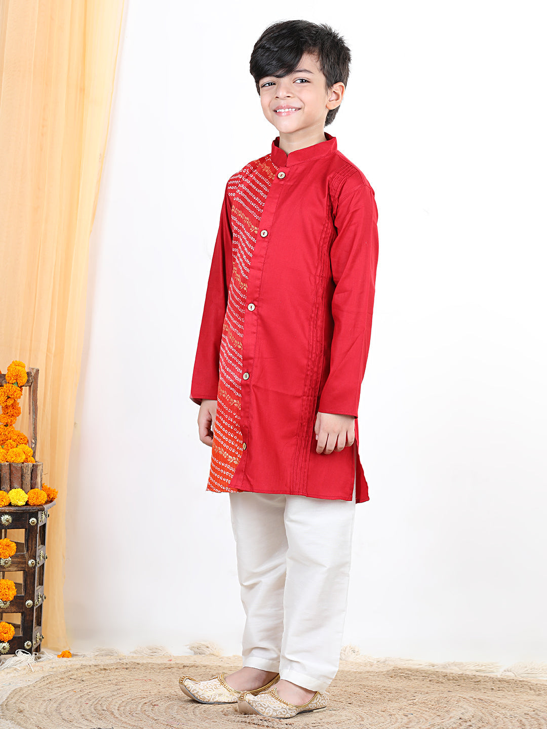 Red Kota Work Detail Kurta Set