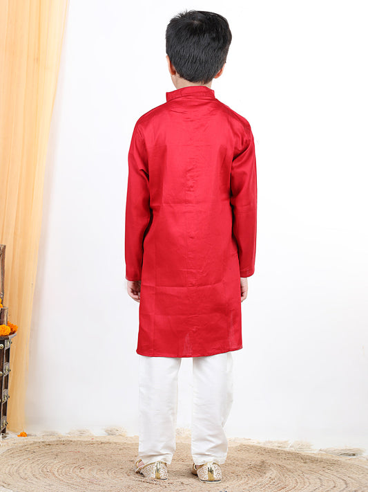 Red Kota Work Detail Kurta Set