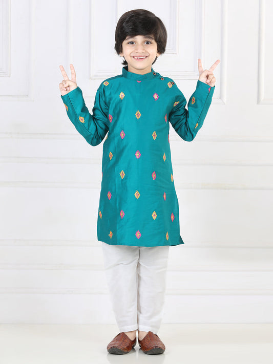 Green Embroidered Kurta Set