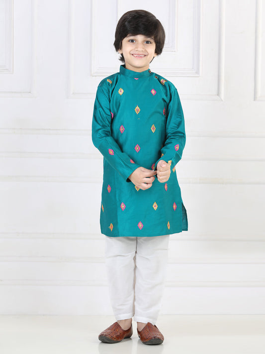 Green Embroidered Kurta Set