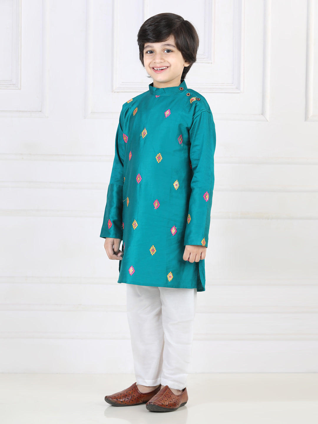 Green Embroidered Kurta Set