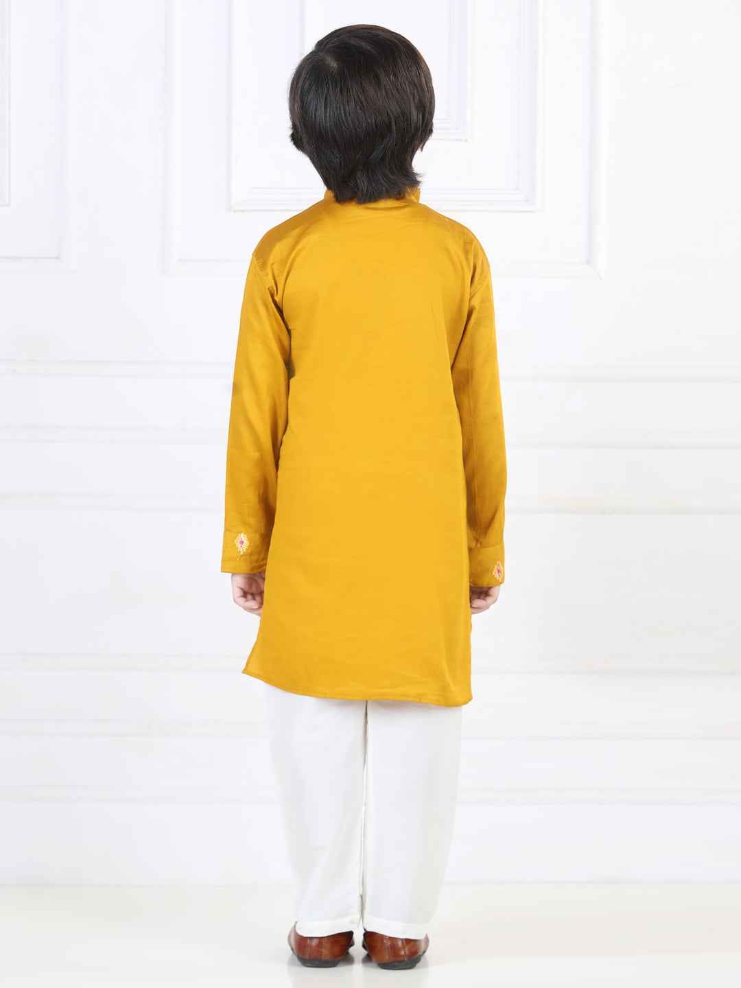 Yellow Kurta with Embroidered attached Jacket Set