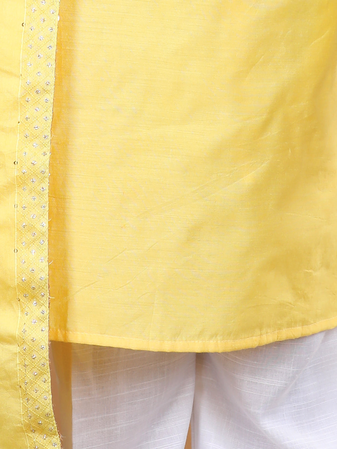 Yellow  Embroidered High Kurta Set
