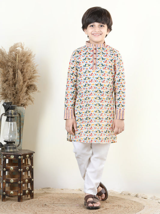 Horse Printed Kurta and Pajama