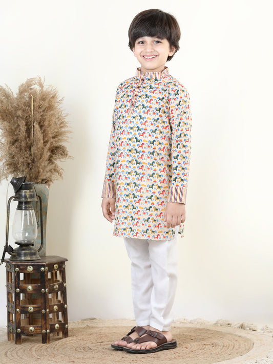 Horse Printed Kurta and Pajama