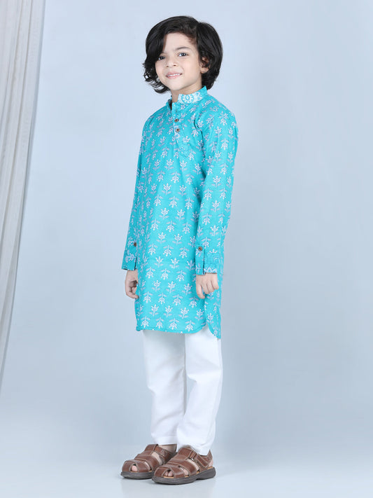 Blue Floral Kurta Set