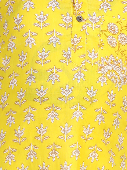 Yellow Floral Printed Kurta Set