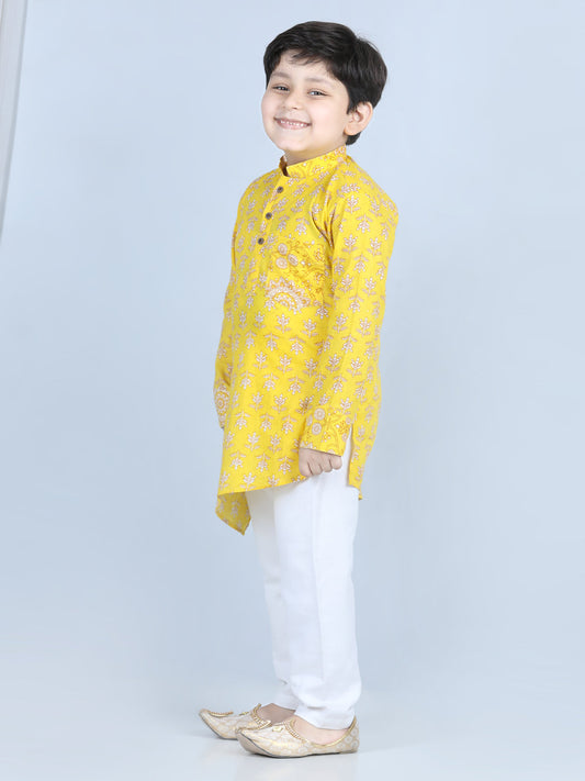 Yellow Floral Printed Kurta Set