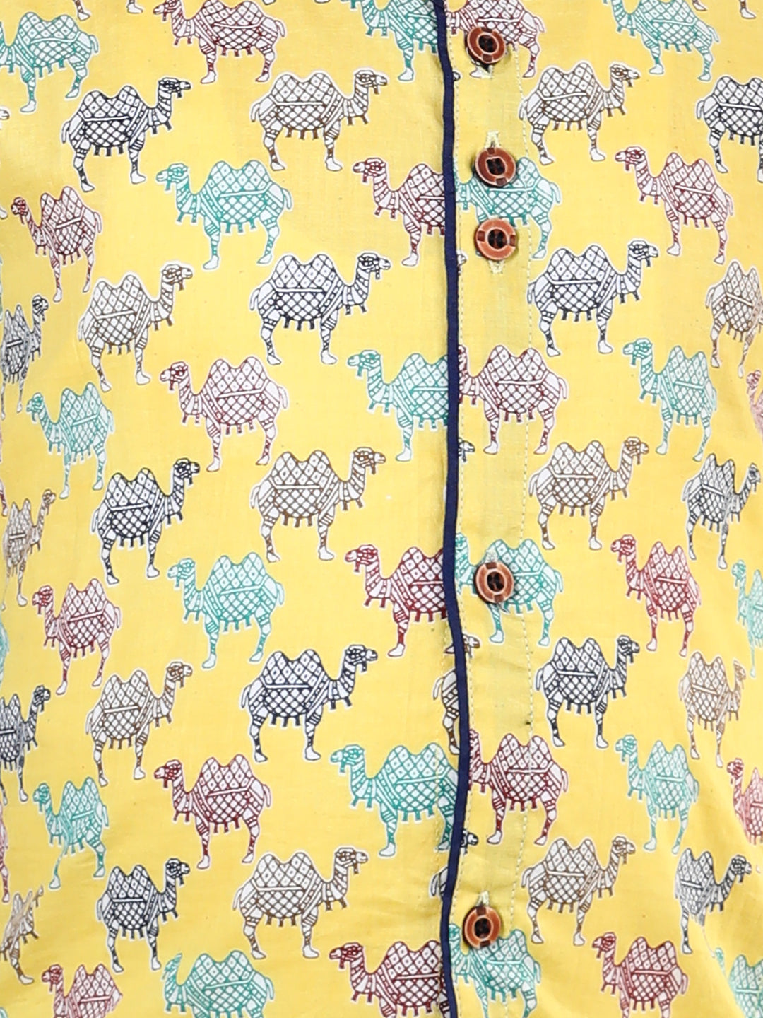 Yellow Camel Print Kurta Set