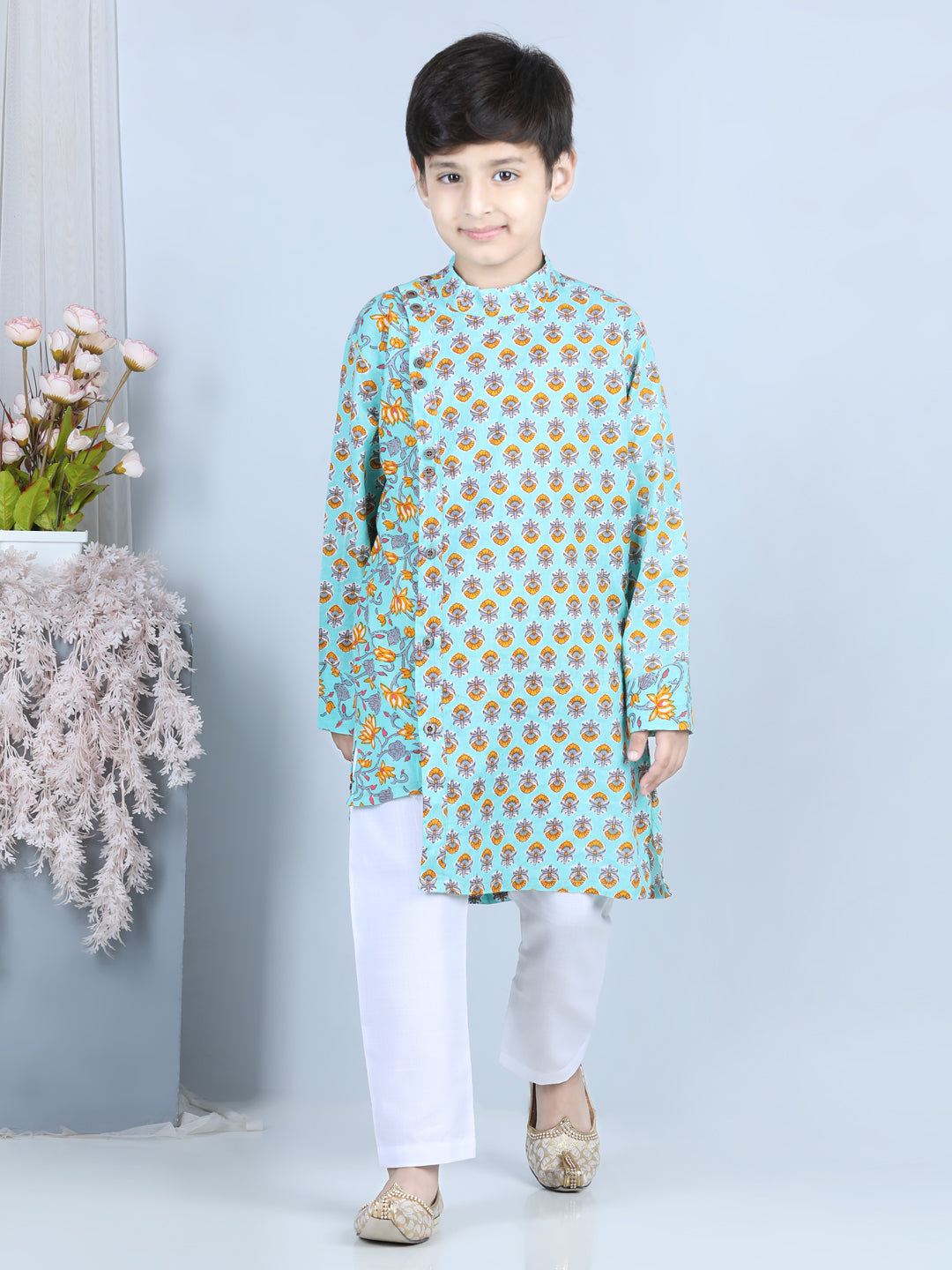 Green Floral Printed Kurta Set