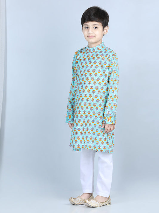 Green Floral Printed Kurta Set