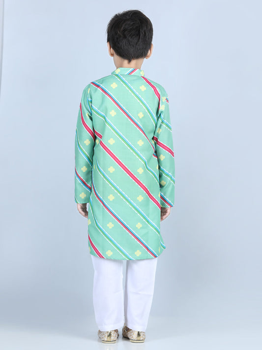 Green Leheriya Kurta Set