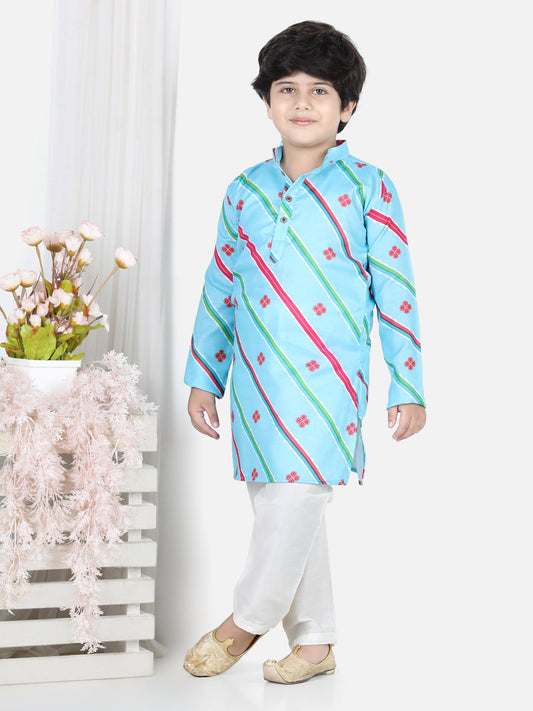 Blue Leheriya Kurta Set