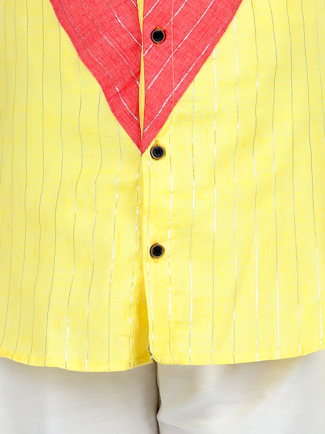 Yellow and Peach Lurex Kurta Set