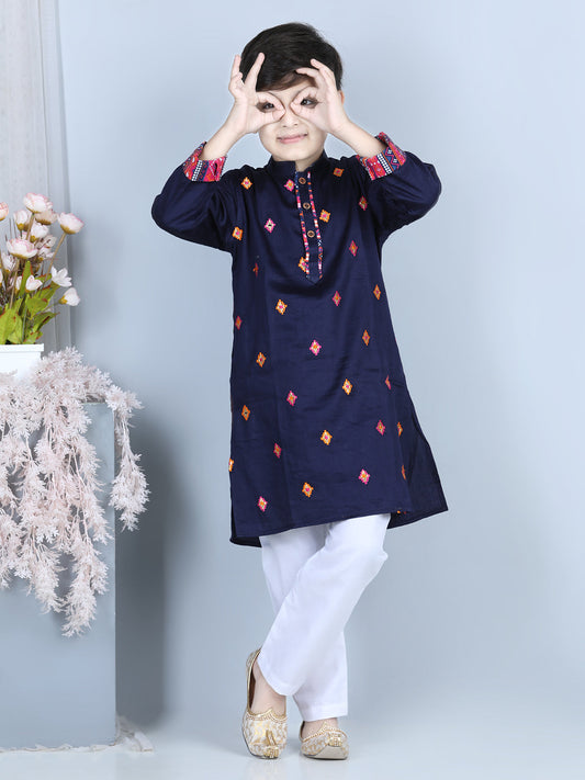 Blue Embroidered Kurta Set