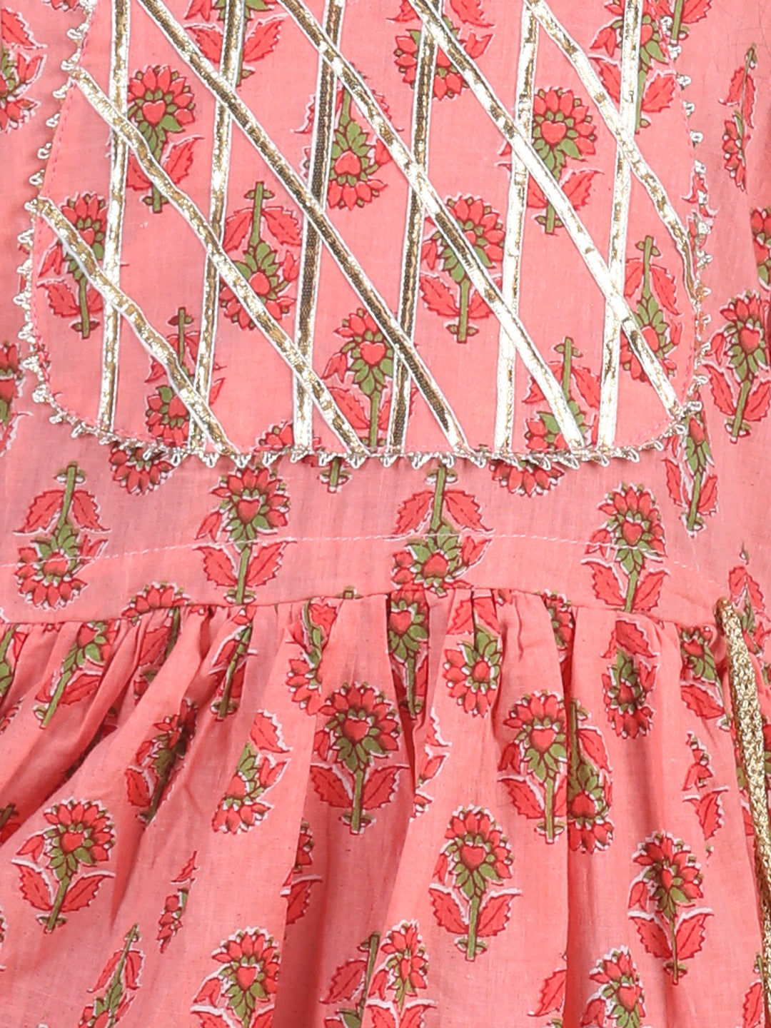 Peach Cotton Printed Dress