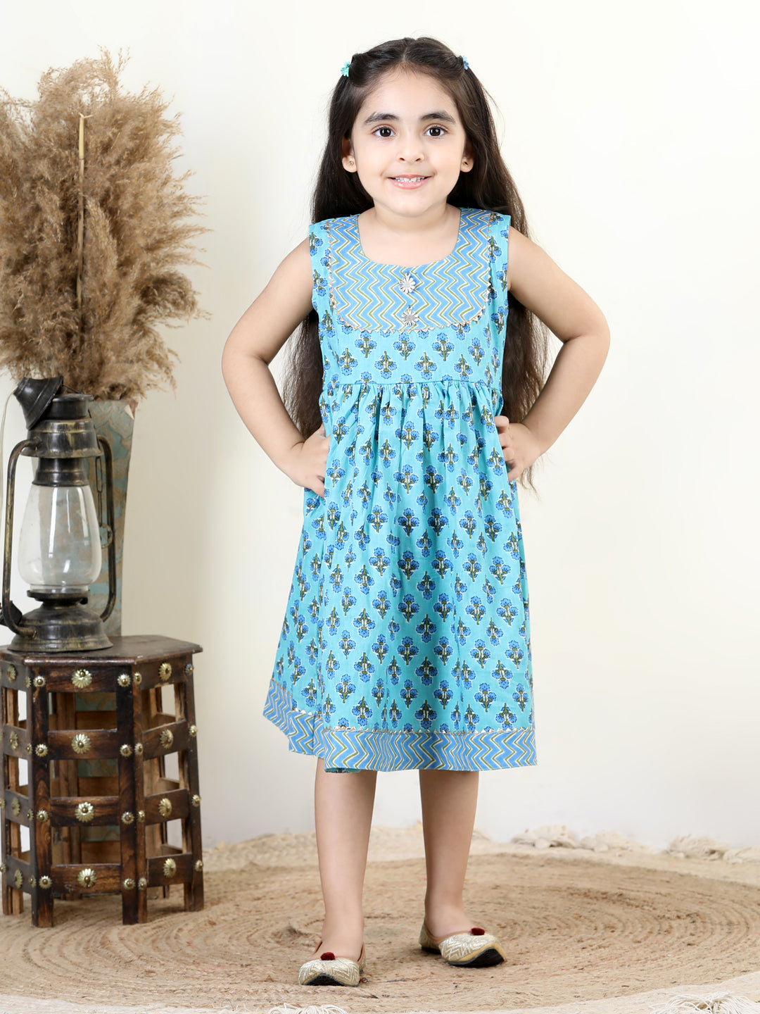 Light Blue cotton printed dress