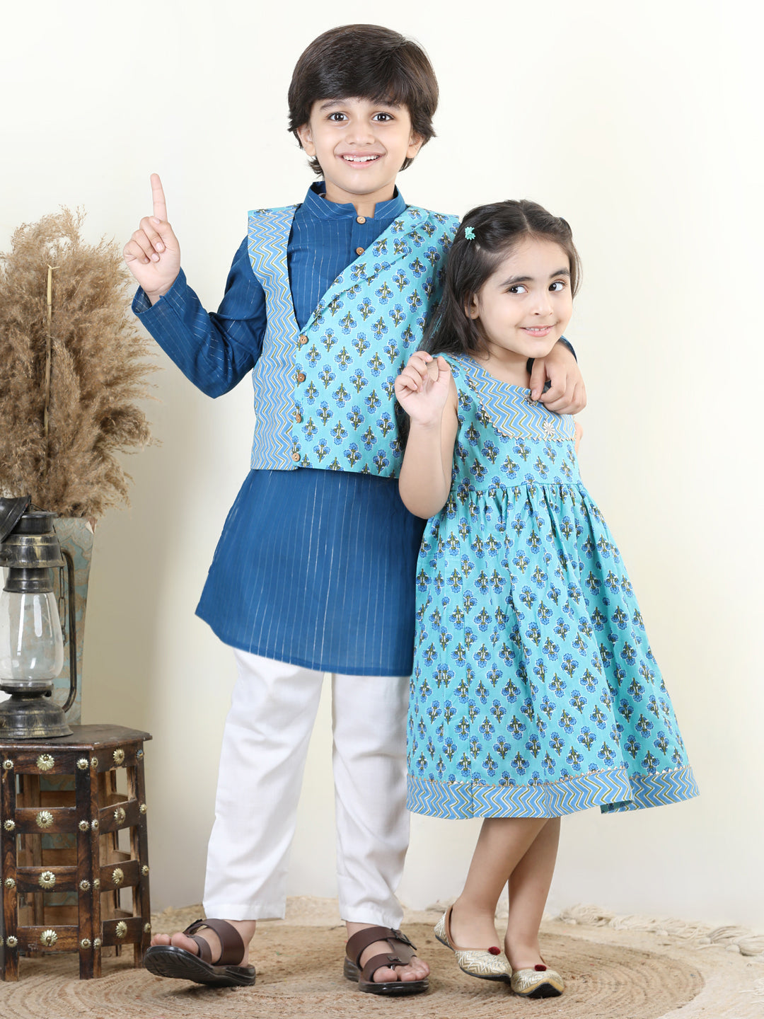 Light Blue cotton printed dress