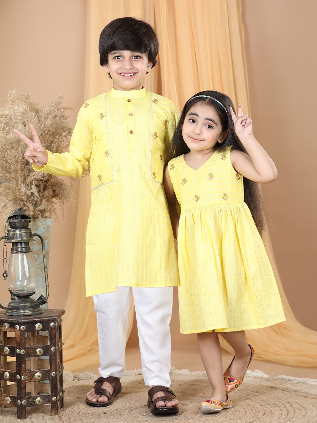 Yellow Lurex embroidered Dress