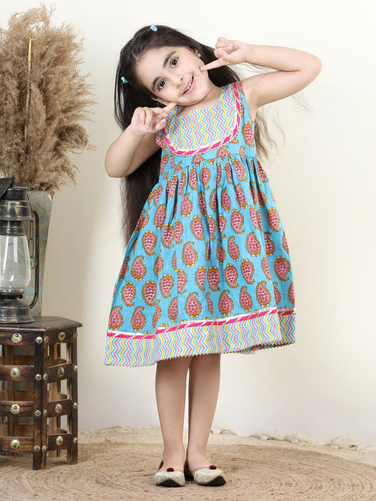 Blue Cotton Sleeveless Dress