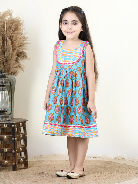 Blue Cotton Sleeveless Dress