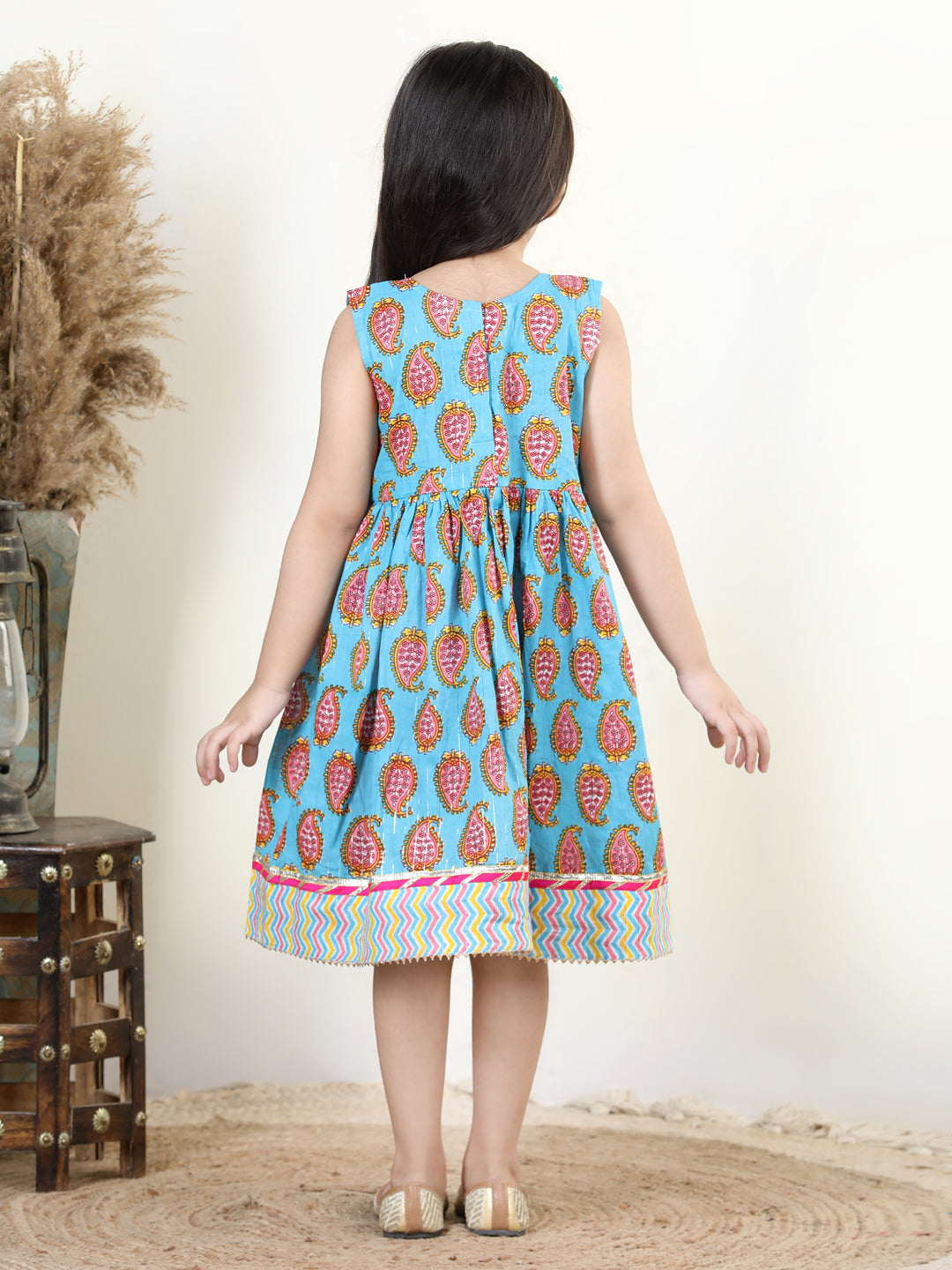 Blue Cotton Sleeveless Dress