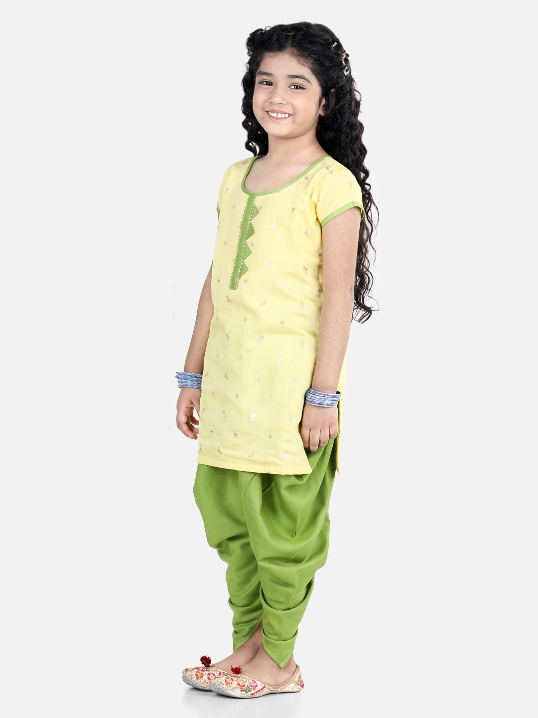 Half Sleeves Work Detail Kurti With Dhoti