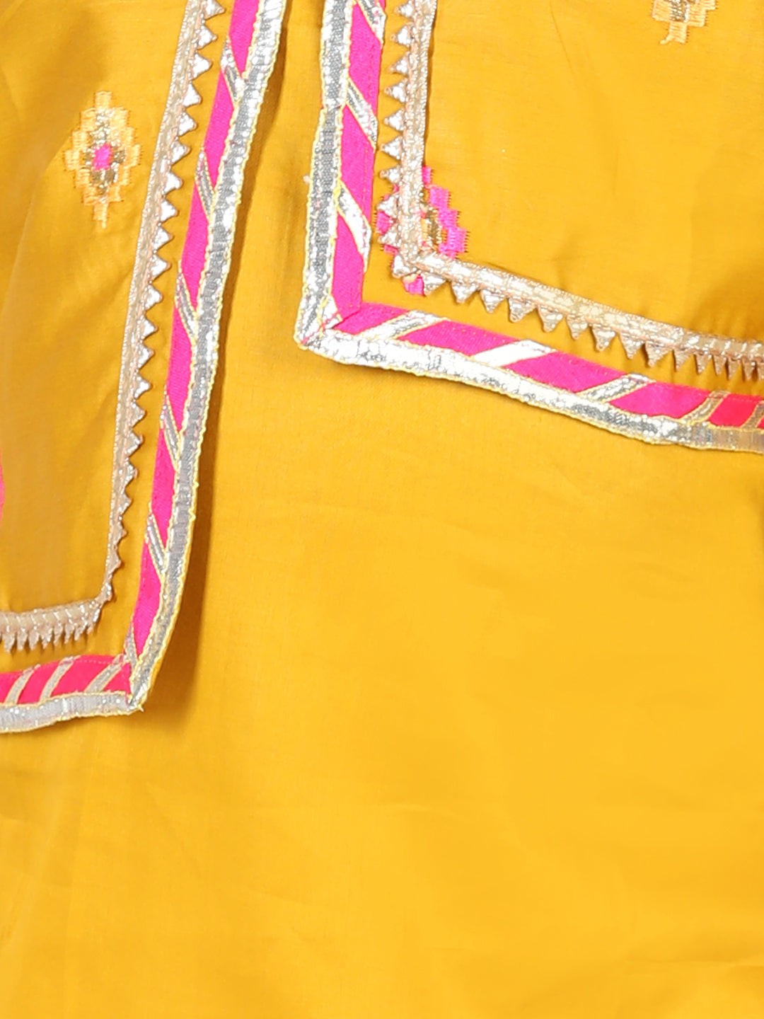 Yellow Embroidered Lace Detailed Kurta and Dhoti