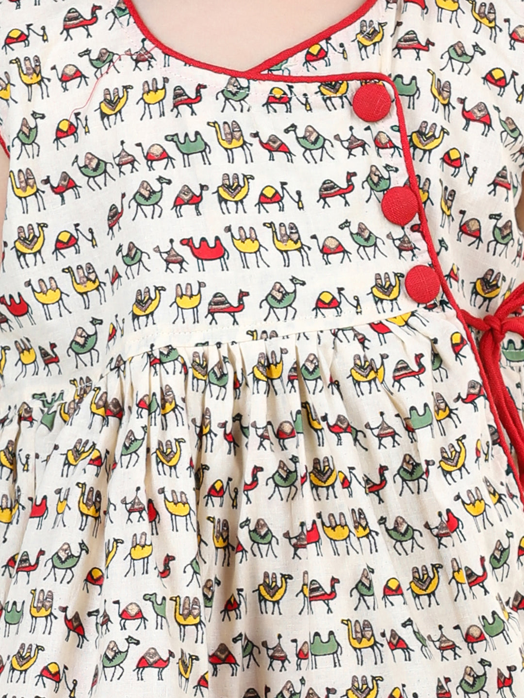 Camel Printed Kurta with Red Dhoti