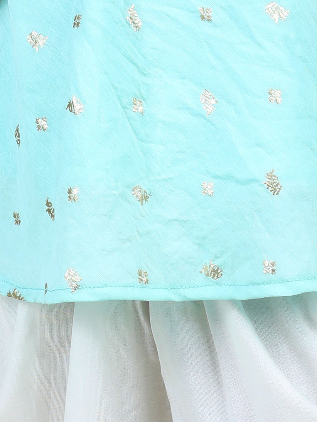 Blue Self Design Jaquard peplum top with White Dhoti
