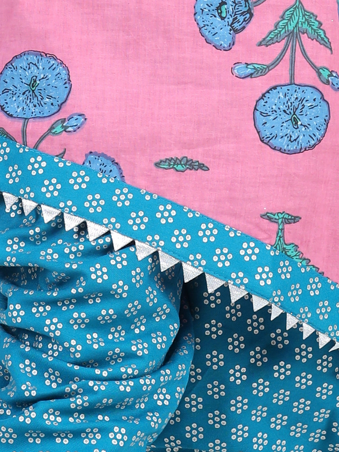 Short Sleeves Flower Print Kurti With Printed Dhoti Pants