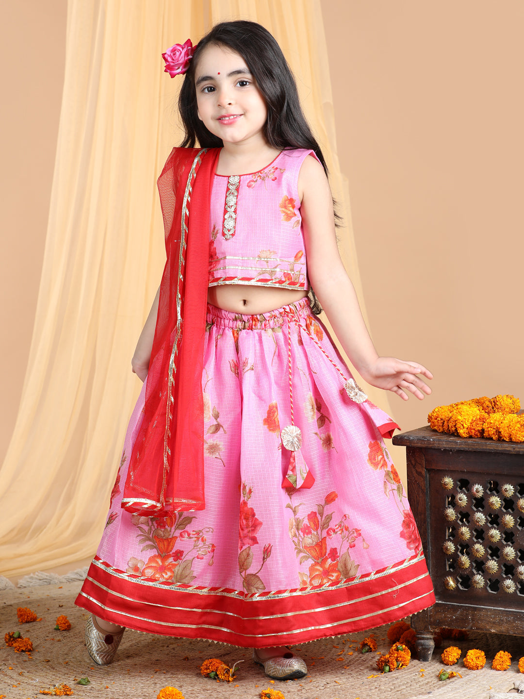 Floral Kota lehenga and top and dupatta