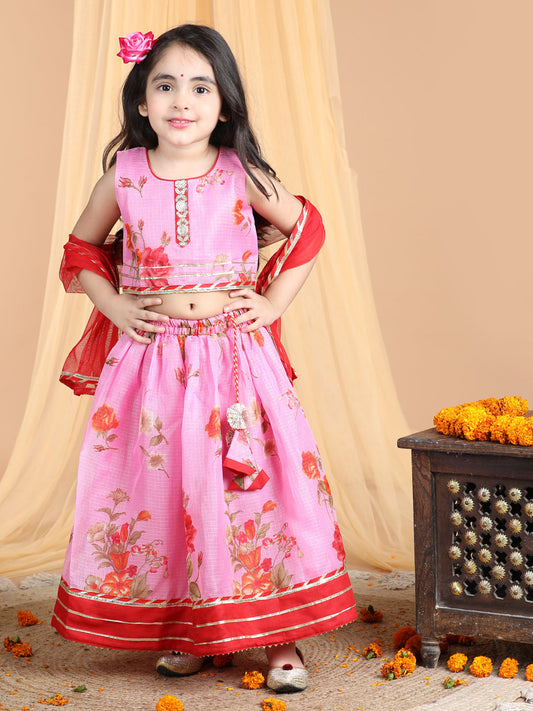 Floral Kota lehenga and top and dupatta