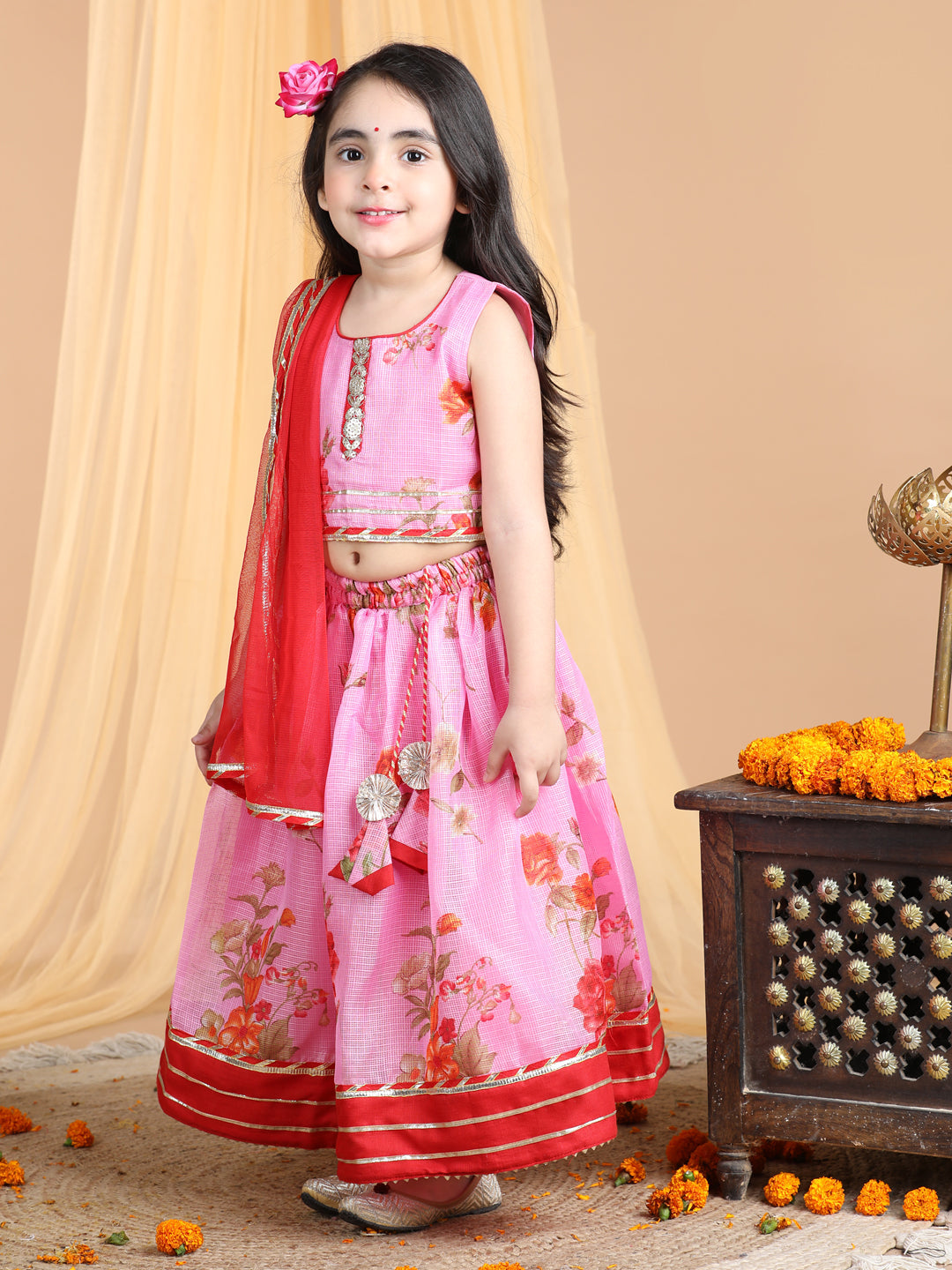 Floral Kota lehenga and top and dupatta