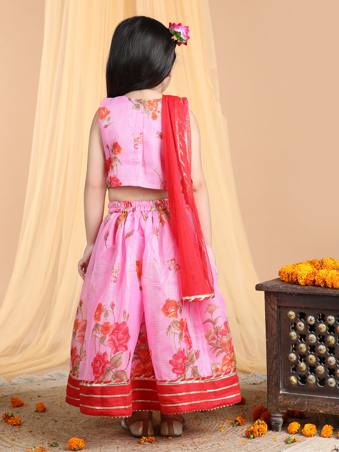 Floral Kota lehenga and top and dupatta