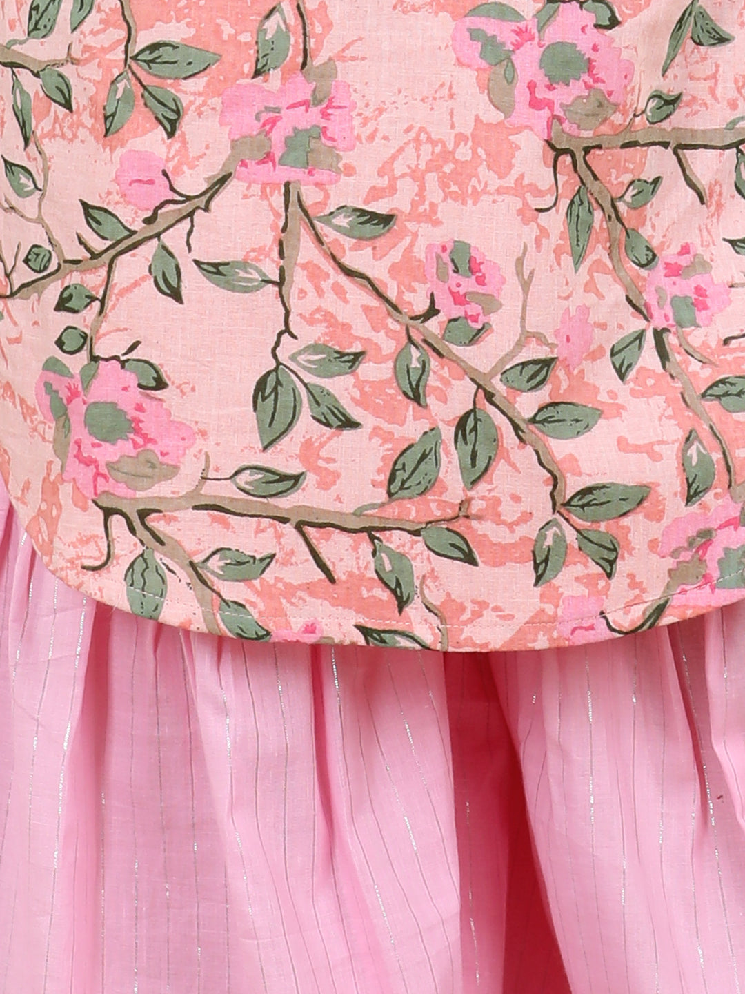 Pink Floral Motif Printed Gota Patti Detailed Kurta Sharara With Dupatta