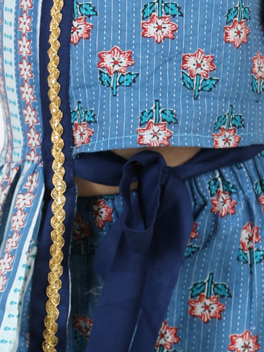 Blue Floral Printed & Striped Kurta and Sharara
