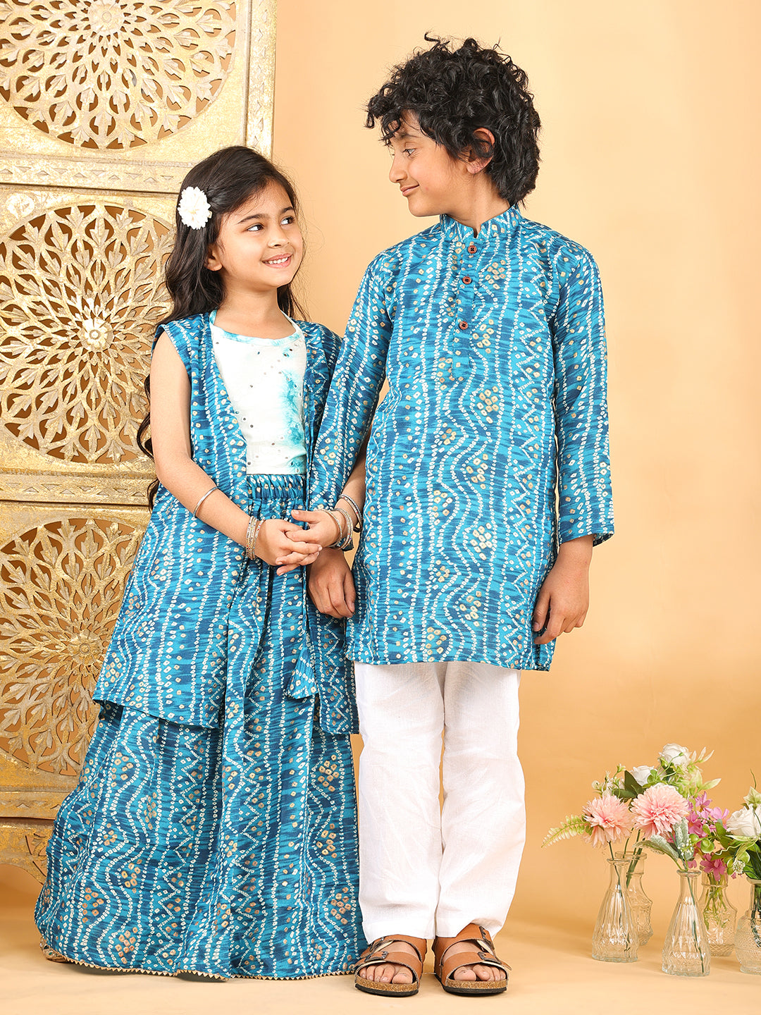 Blue Bhandhani Kurta with Pajama