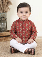 Red Floral Printed Kurta Set