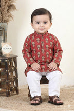 Red Floral Printed Kurta Set