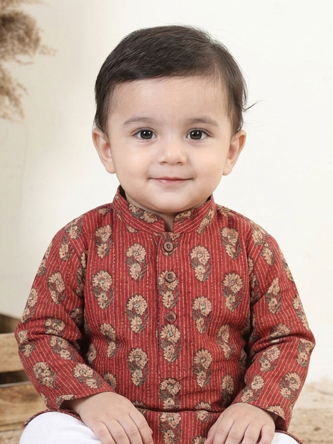 Red Floral Printed Kurta Set
