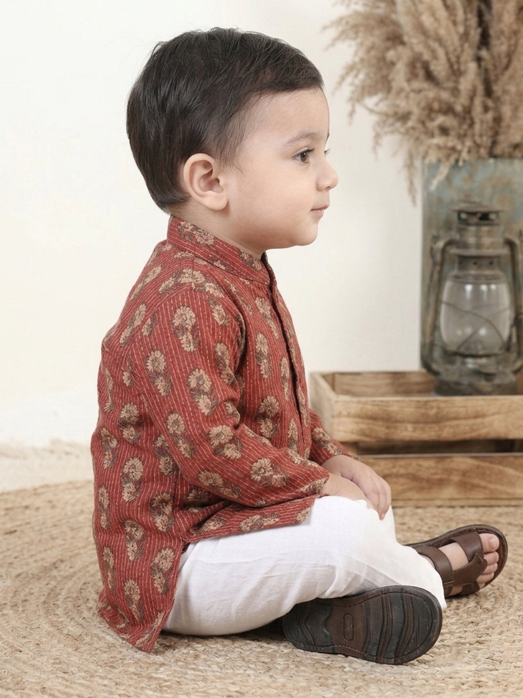 Red Floral Printed Kurta Set
