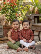 Red Floral Printed Kurta Set