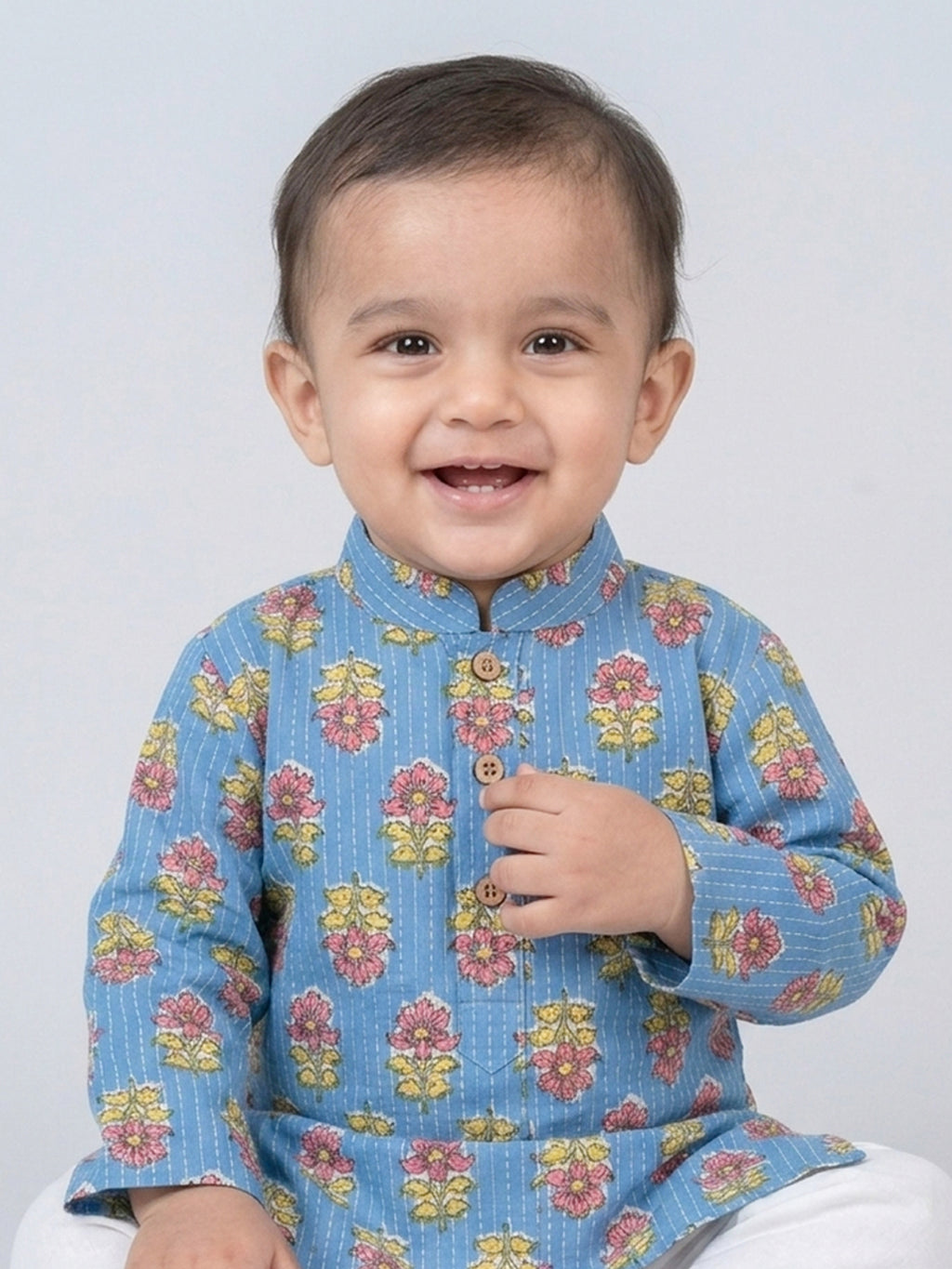 Blue Floral Printed Kurta Set